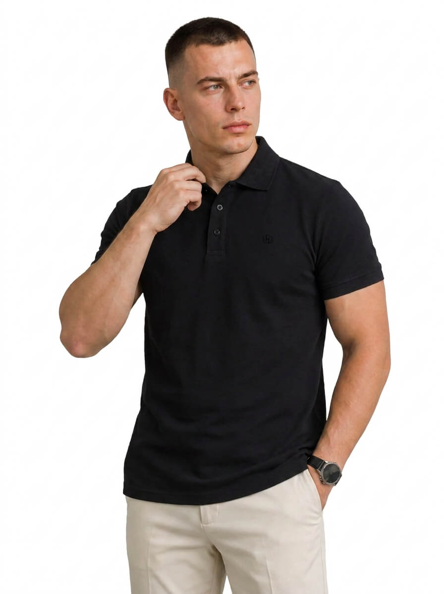 HEROS POLO CRNA PAMUCNA MAJICA